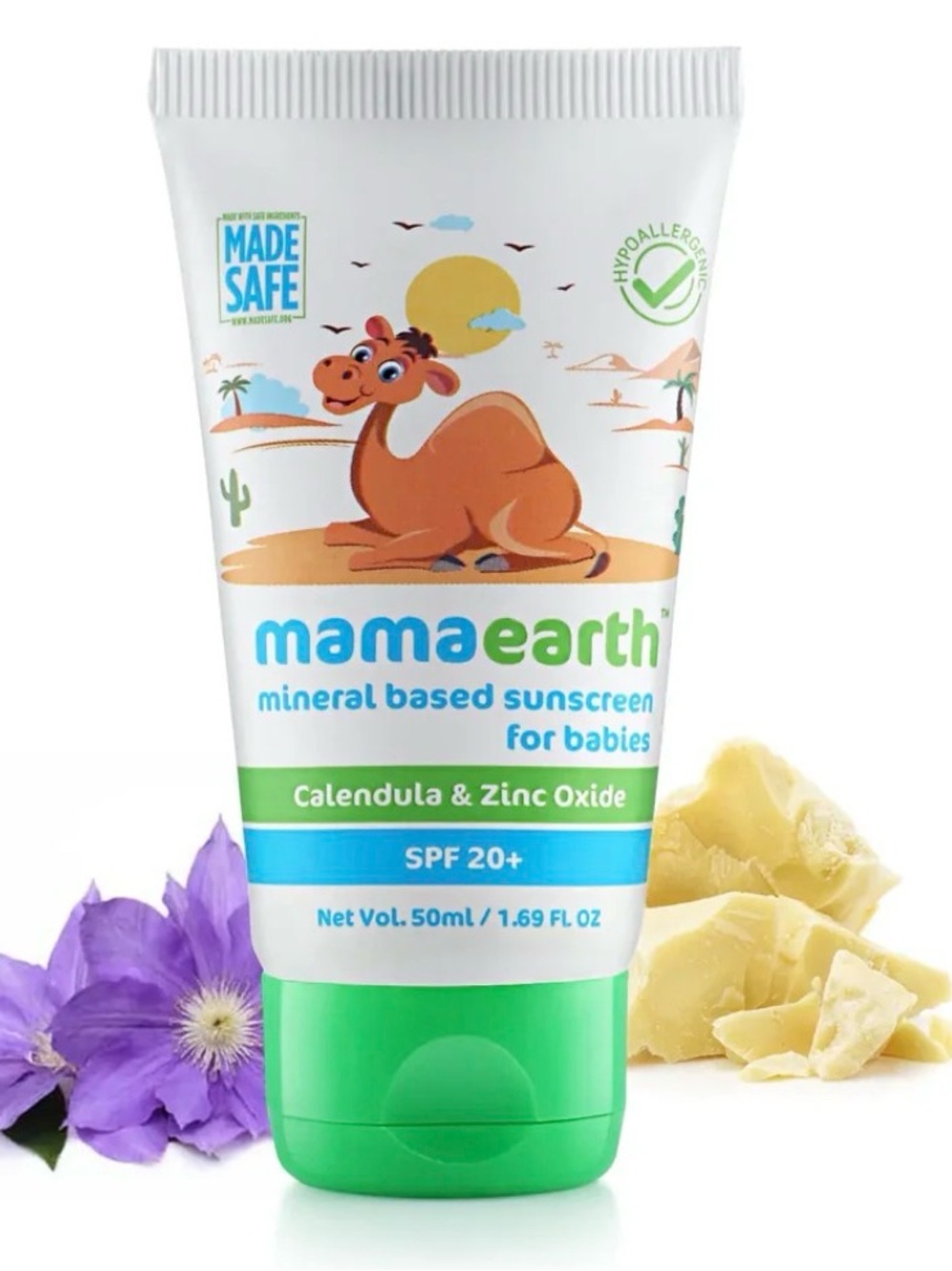 Earth Calendula & Zinc Oxide Mineral Sunscreen SPF 20+ - Green & Blue